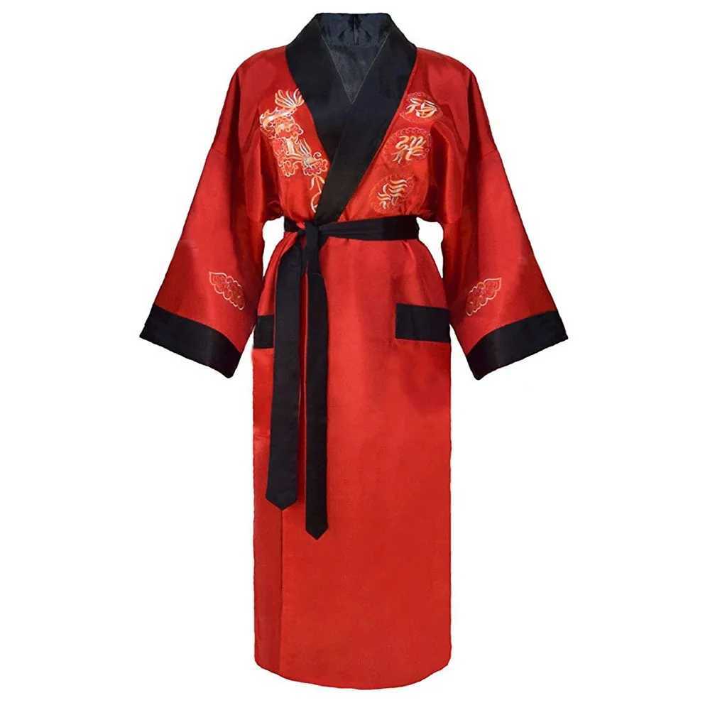 Rayon Kimono Bathrobe Dress Double sided Spwear Home Clothing Embroidered Dragon Night Light Mens Novel Intimate Underwear W241023