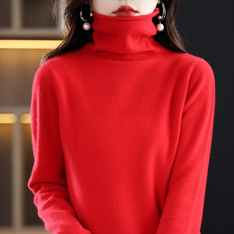 Tailor Sheep 100 Pure Merino Wool Cashmere Sweater Womens Turtleneck Pullover Casual Knit Top Autumn Winter Jacket Long Sleeve 241021