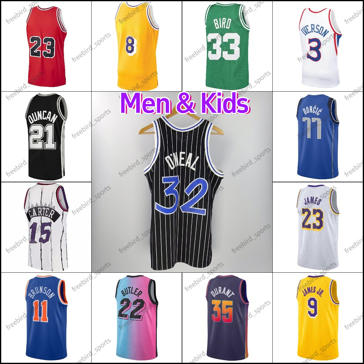 Men's Kids Basketball Jerseys Stars Curry,James,Tatum, Ball, Morant Bronny James Jr. Brunson Carter Iverson Haliburton Wembanyama Booker Durant Bird Iverson Butler