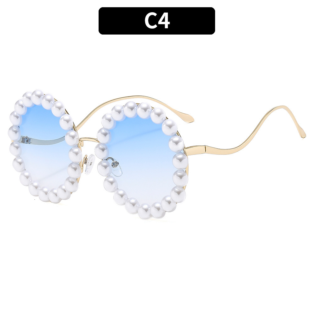 Personalized round frame high-end pearl luxurious and elegant sunglasses