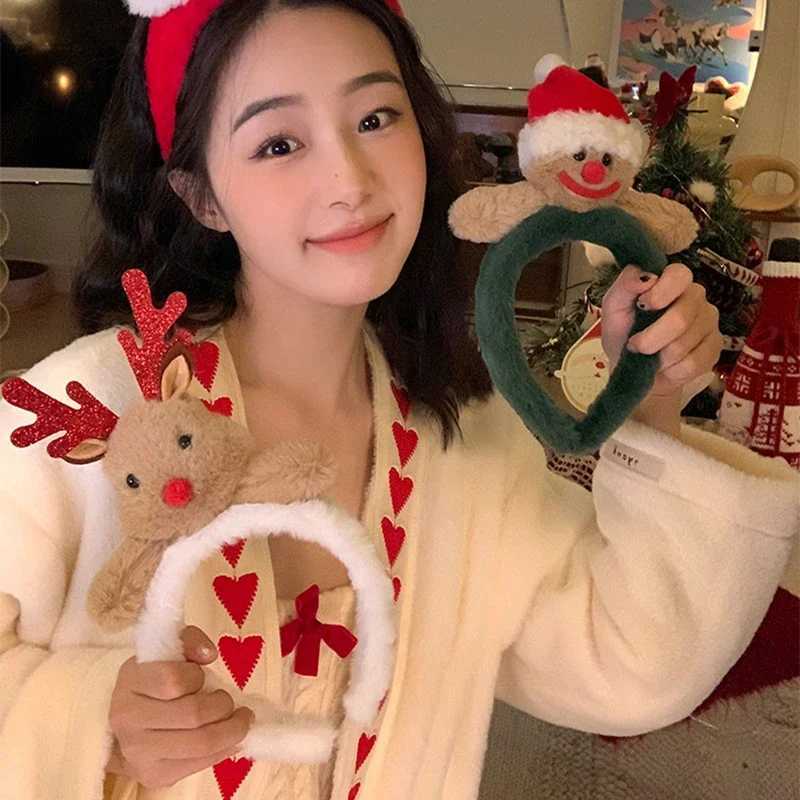 Cute Christmas Headband Cartoon Santa Claus Snowman Elk Rabbit Hair Band Gifts Happy New Year 2024 Merry Christmas Headwear GiftX241022