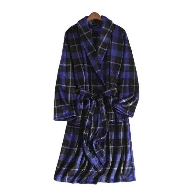 Mens Robe Lace Flat Bottom Warm Coral Plush Sp Pajama Mens Pajama W241023