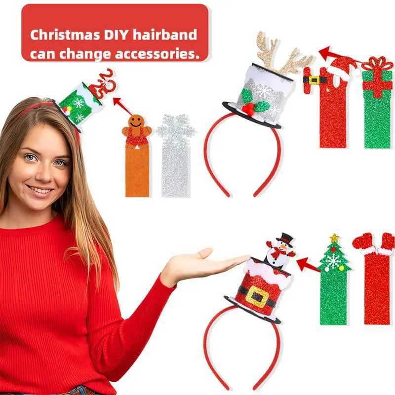 Christmas Hat Headband Soft Red Green Silver Elastic Christmas Headgear Comfortable Classic Christmas Decorations For KidX241021
