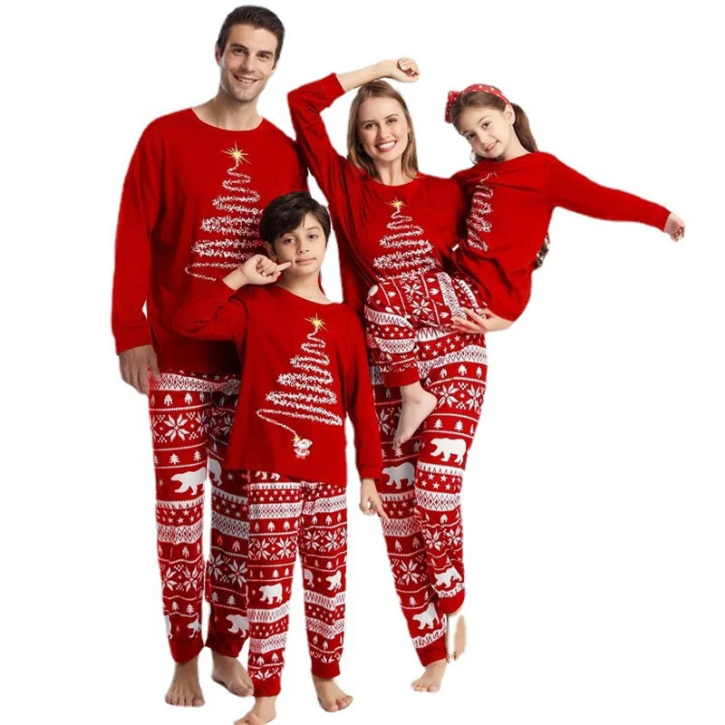 Family Matching Pajamas Christmas Parent Child Cotton Set Spring and Autumn Father Son Cartoon Top Trouser Set 241022