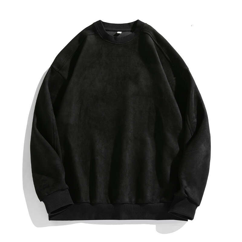 High end New Sweatshirt Men s Fall Winter American Retro Trend Suede Texture Sweater Women Solid Color Fashion Casual Pullover Hoodie Fahion Caual