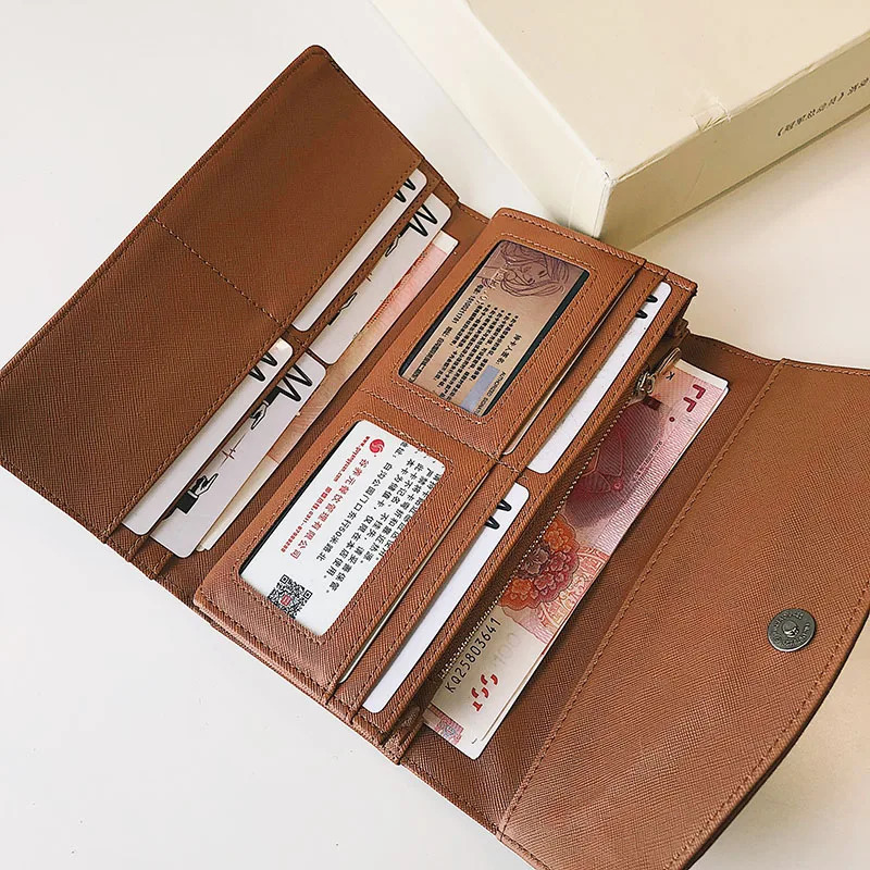 Vintage Trifold Wallet Women Long PU Leather Wallet Female Clutch Purse Hasp Female Phone Bag Girl Card Bags Ladies High Quality 241022
