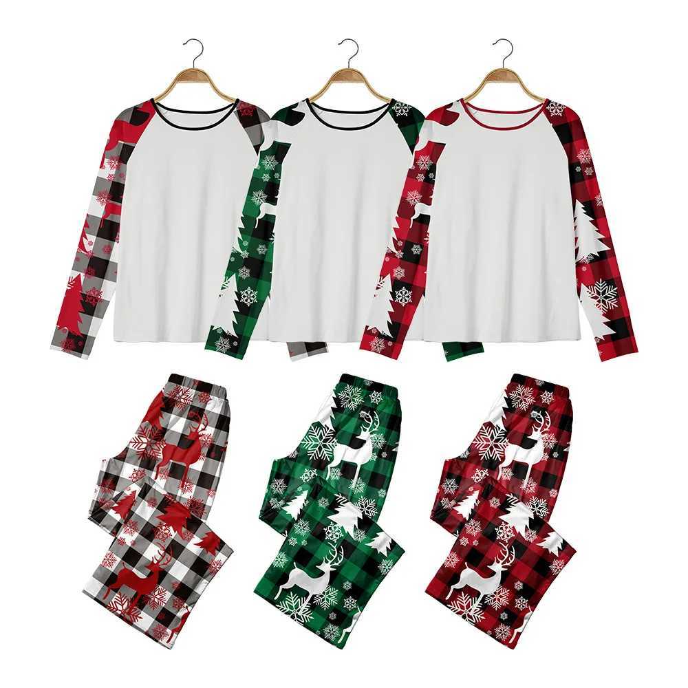 Home Clothes Parent-child Matching Outfits Sublimation Blanks Polyester Long Sleeves For Heat Transfer Print Xmas Pajamas SuitXJ241008