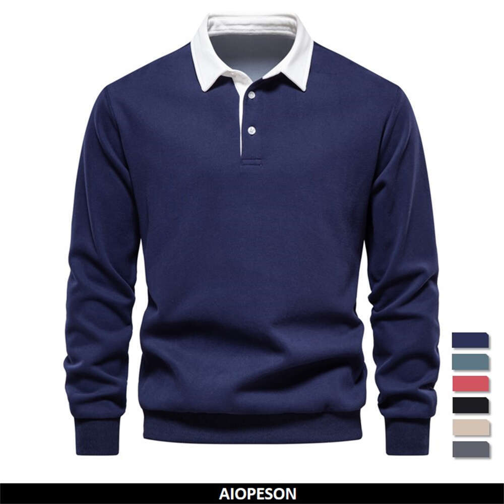 Autumn New Fashion Design Polo Neck Sweatshirts for Men Casual and Social Wear Quality Cotton Mens s