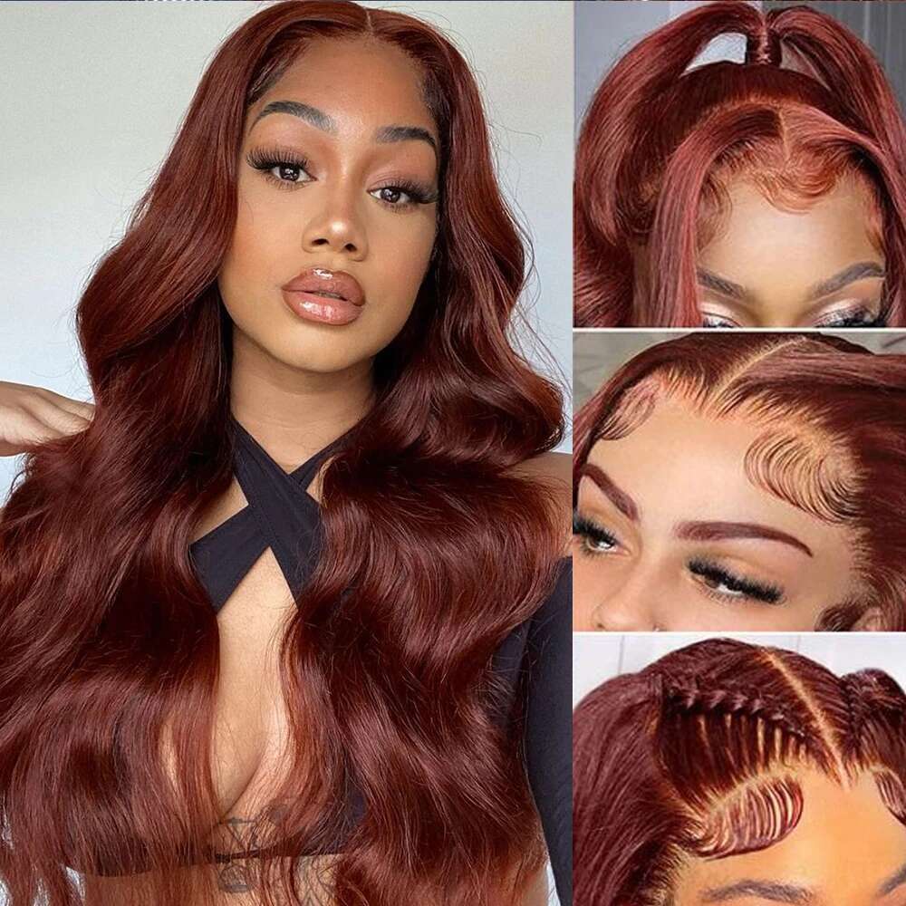 13x6 Reddish Body Wave Front for Women Brown Colored Human Hair Wig 13X4 Hd Lace Frontal Wigs 250%
