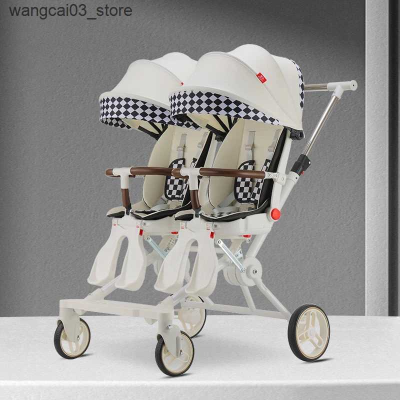 Strollers# Twin Strollers Double Pushchair For 2 Children Carro Para Bebs Gemelos Prams Portable Infant Buggy Foldable L240910