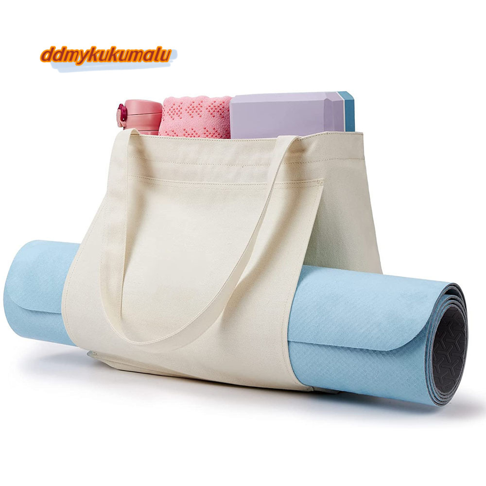 Women's canvas handbag, yoga mat, carrying pocket, travel, fitness, office bag, strap, one shoulder bag #22 kukumalu