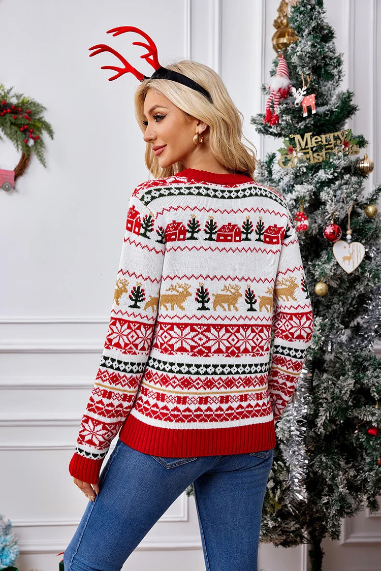 Ugly Sweater Christmas Xmas Women Elk Sequined Year Sweaters Pullover Top Jumper Long Sleeve Autumn Winter 40907 241021
