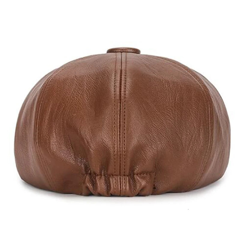 2024 Autumn and Winter Leather Octagonal Hat Womens British Style Retro Casual Beret Cute Fashion Versatile 241010