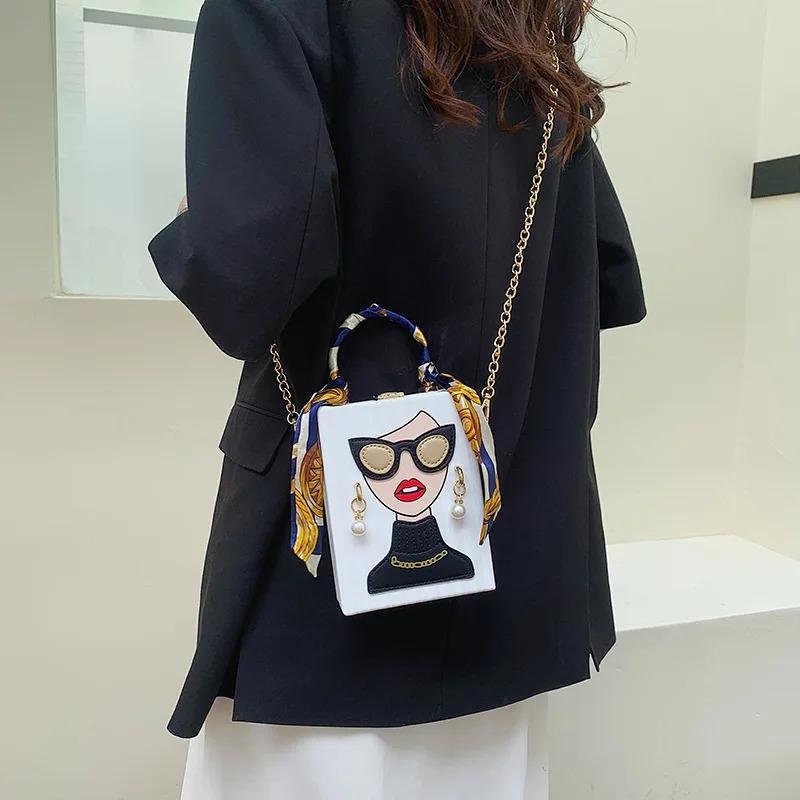 Womens Evening Bag 2024 Leather Shoulder Bag Womens Hard High Quality Hip Hop Party er Handbag 241023
