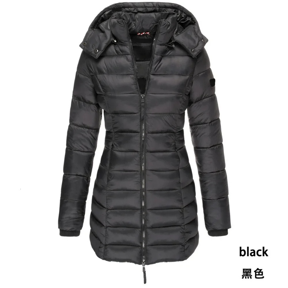 winter BC high set light goose down jacket thickened medium long womens hooded slim for women 241017