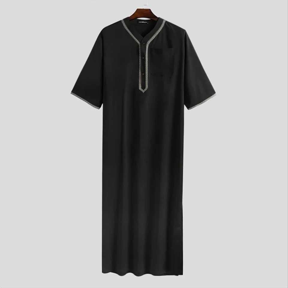 Fashionable mens pajamas Ktan Kn length M-2XL mens ultra-thin pajamas polyester S Abaya shorts W241023