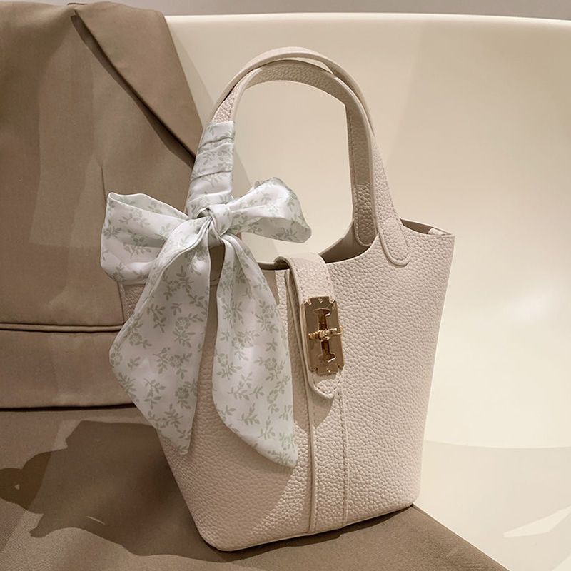 Versatile 2025 Shoulder Bag: PU Leather Bucket Crossbody With Silk Scarf New Free Delivery Designer Bag