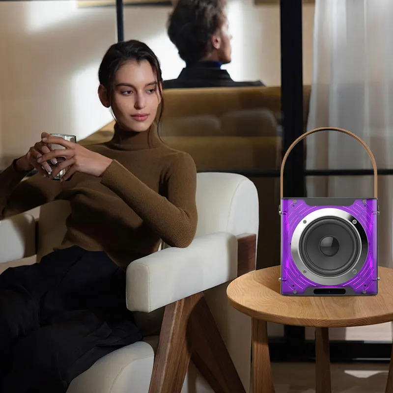 High Power Karaoke Bluetooth Ser Music Rhythm Light 360 Stereo Surround Wireless Subwoofer with Dual Microphone Phone Hold 241022