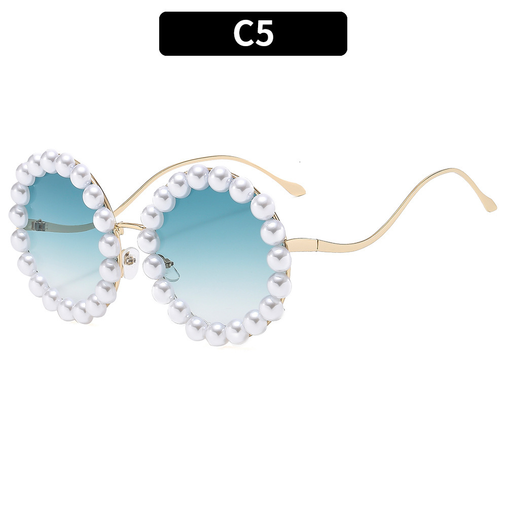 Personalized round frame high-end pearl luxurious and elegant sunglasses
