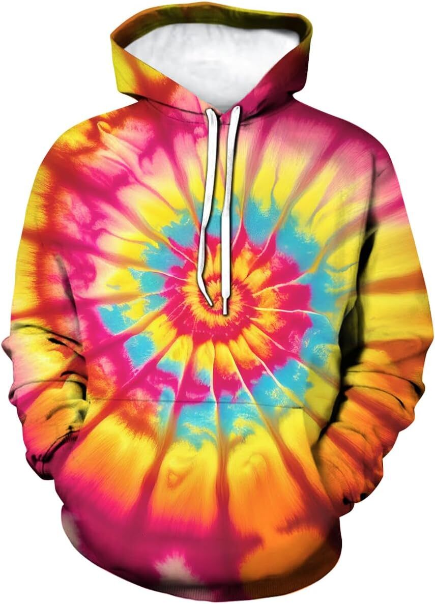 Hoodie for Mens Womens Retro Tie-Dye Pattern Hoodie Mysterious 3D Print Gorgeous Sweatshirts Pullover Hoodies Graphic Hoodies sweatshirt Trendy Warmth