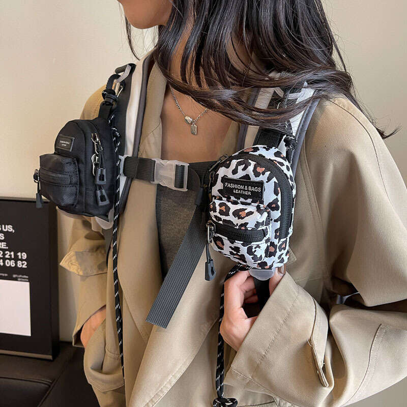 Korean Fashionable Retro Plaid Leopard Printing Children's Mini Basket Women's Shoulder Crossbody Bag
