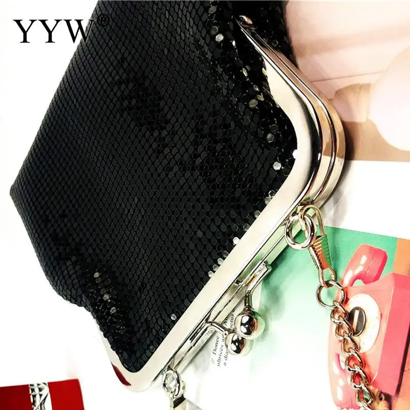 Sparkling sequin womens handbag fashion clip clutch evening party wallet cross body shoulder metal chain messenger bag 241023
