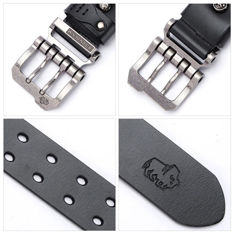 BISON DENIM Men Belt High Quality Leather For Genuine Strap y Pin Buckle Fancy Vintage Jeans 241023