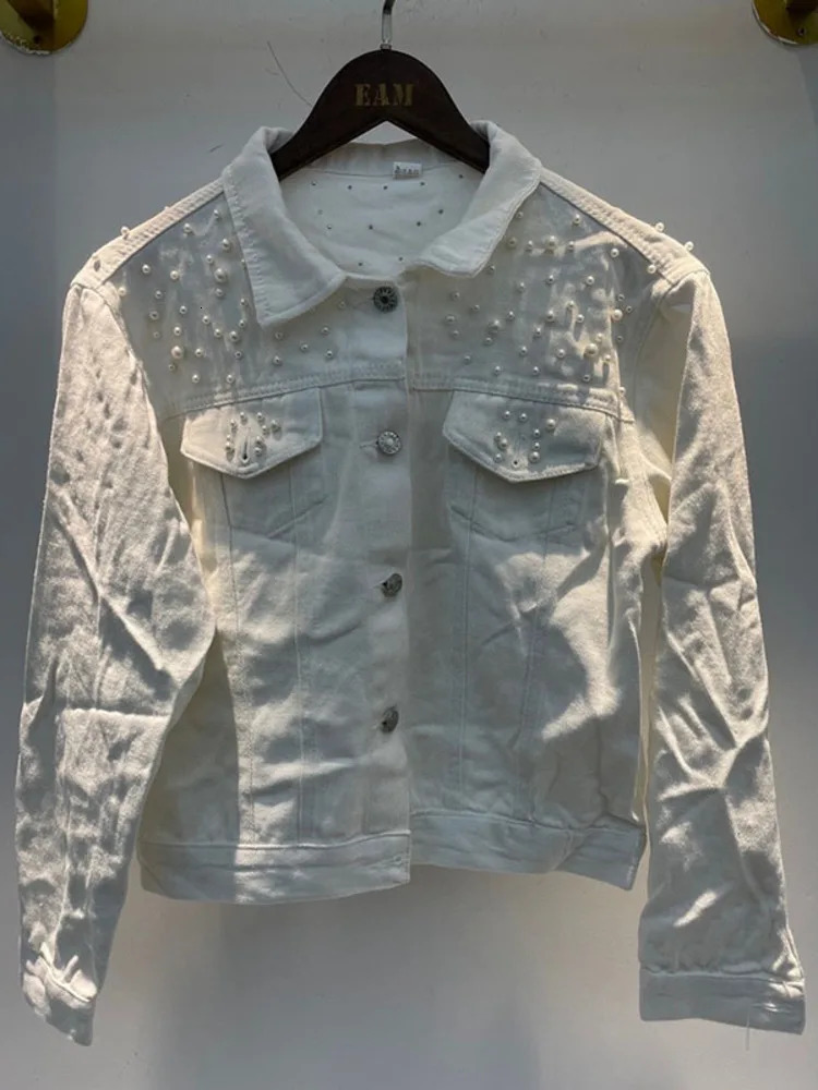 DEAT Fast Delivery Autumn Fashion Womens Denim Jacket Full Set Loose Button Pearl Short Collar Wild Casual AP446 241022