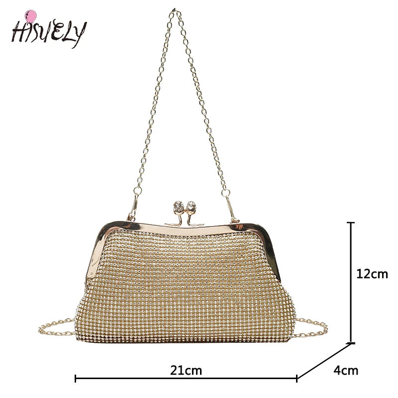 2024 Fashion Gold Diamond Evening Bag Hassp Handbag Elephant Chain Womens Shoulder Cross Body Bag Wedding Party Clutch Bag 241023