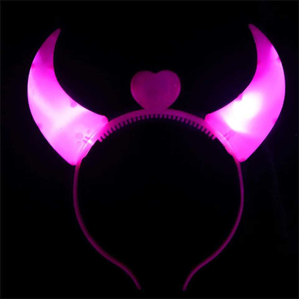 Halloween Led Funny Glow Devil Horn Light Up Headband Hair Hoops Flashing Horn Children Adults Halloween Christmas Party DecorX241021