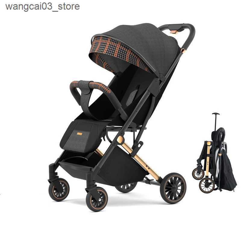 Strollers# New Baby Stroller Ultra-lightweight Pram can sit and lie down Foldable 0-3 Years old Childrens strollers Four Wheels L240910