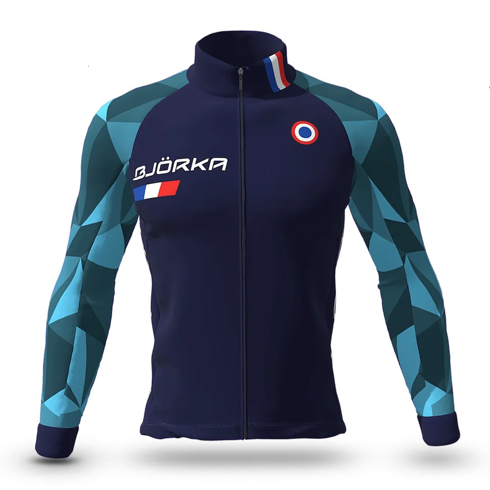 BJORKA winter cycling wool long sleeved shirt Chamarras De Hombres mens professional team cycling jacket with 3 back pockets 241022