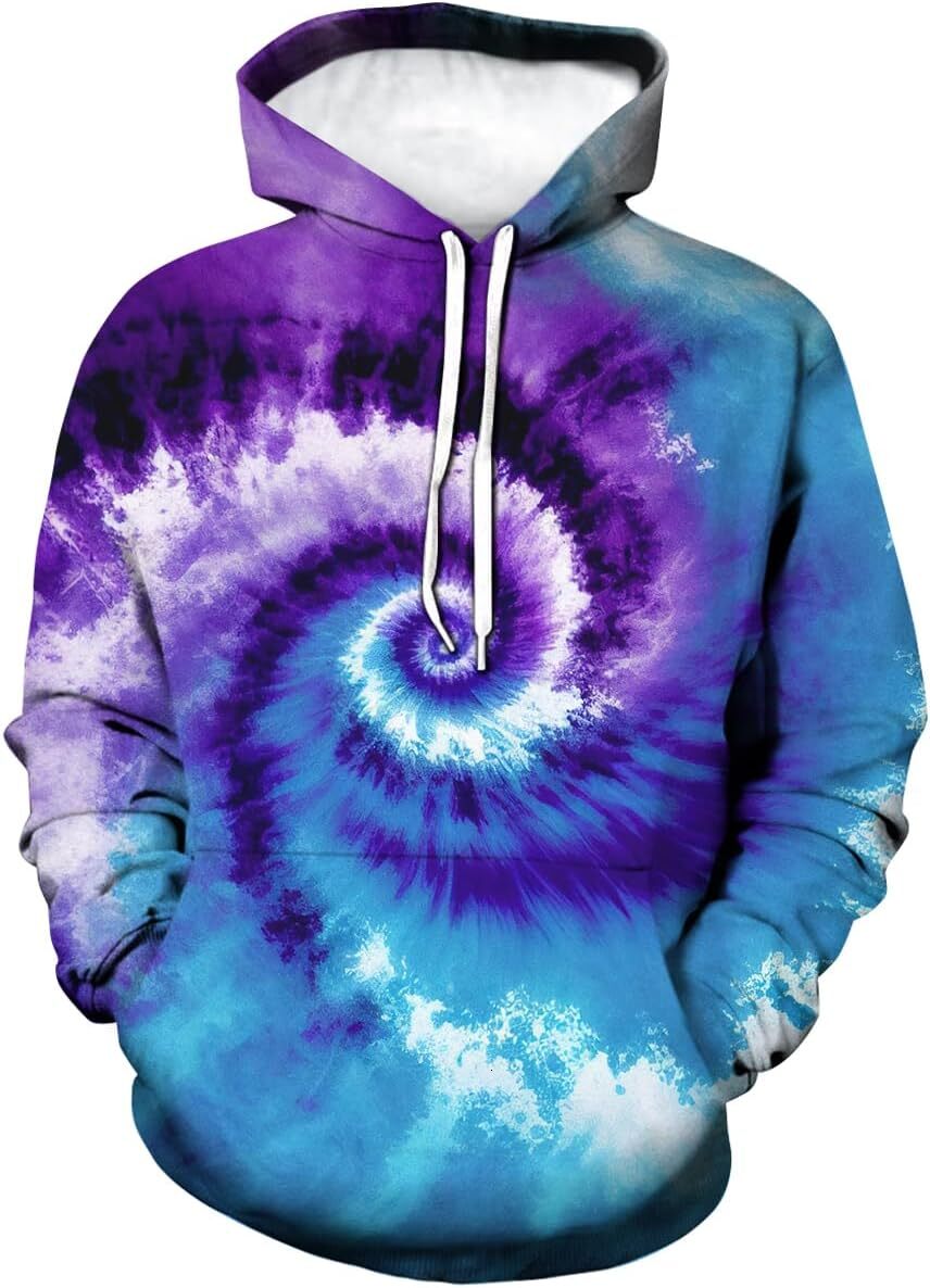 Hoodie for Mens Womens Unisex 3D Tie-Dye Graphic Hoody Hoodie Vintage Rainbow Pattern Pockets Long Sleeve Pullover Hoodies Graphic Hip hop Warmth