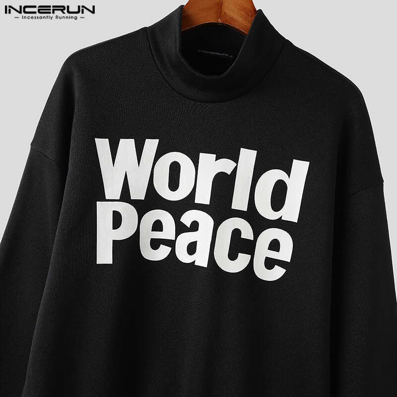 Tops INCERUN American Style Fashion Men Funny Letter Printed Pullover Casual Streetwear Male Long Sleeved Sweatshirts S XL