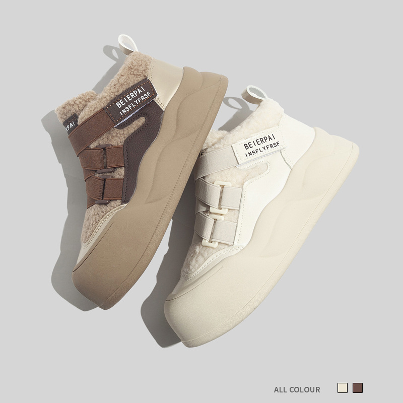 Winter New Lamb Wool High Top Warm Round Toe Casual Shoes