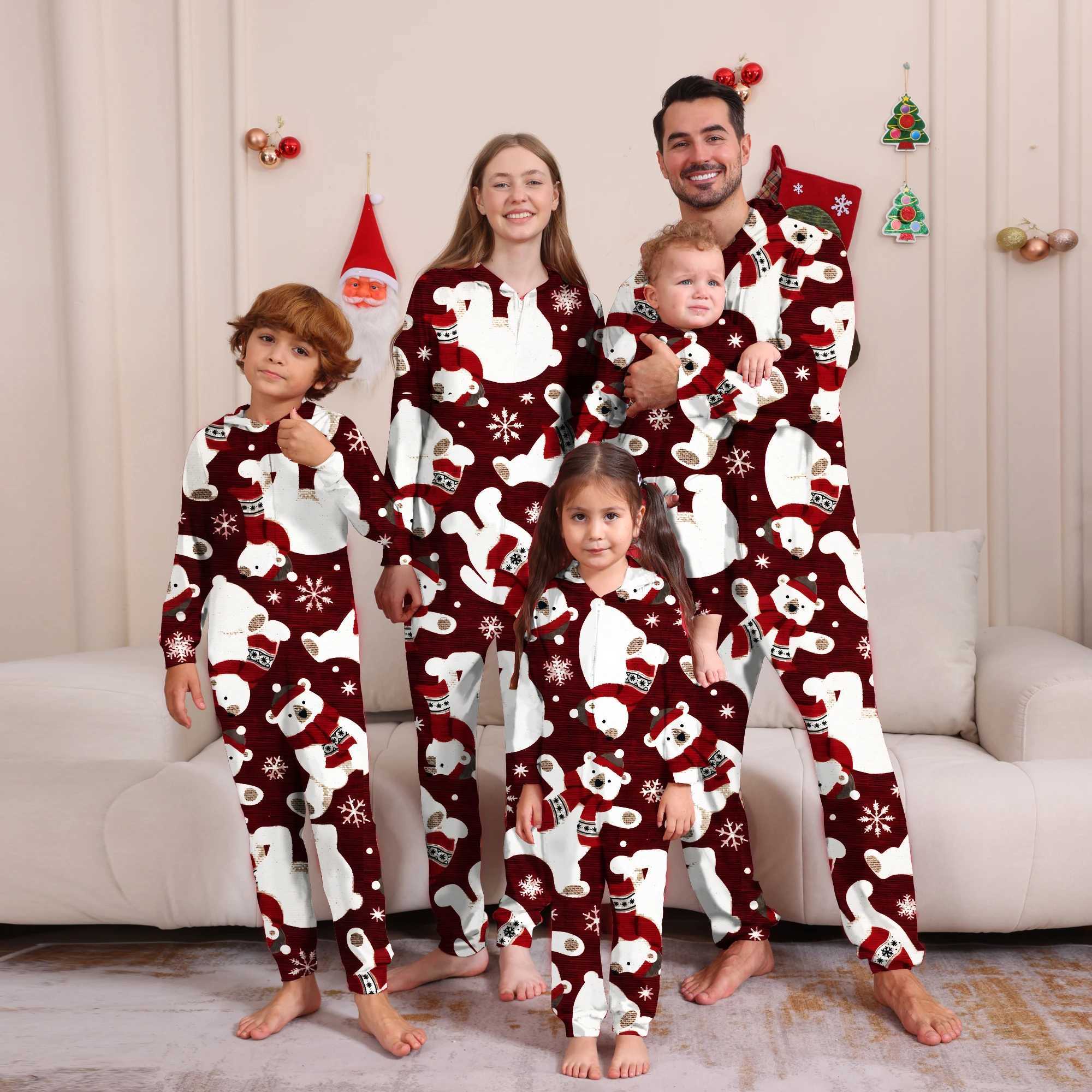 2024 Christmas Family Pajamas Fashion Camel Hat Christmas Onesie Christmas Mother Children Family Matching Clothing Baby ClothingW241022