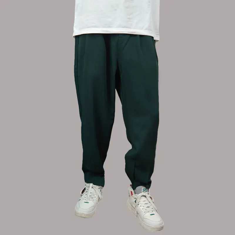 Ankle Zipper Suit Pants Men Harajuku Korean Fashion Spring Autumn Men Classic Harem Pants Simple Wild Vintage Ice Silk TrousersX241023