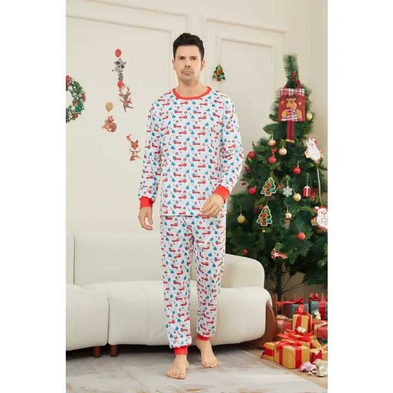 New 2024 Christmas Pajamas Set Cartoon Allover Print Parent-child Matching Outfits Casual Soft Family Look 2 Pieces Suit PyjamasXJ241008