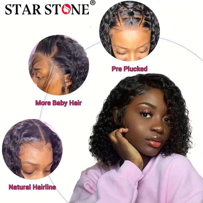 Deep Wave Short Curly Bob Wigs Brazilian Front 13X4 Lace Frontal For Black Women Glueless Human Hair Wig
