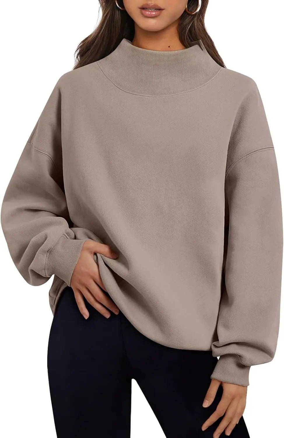 Womens oversized sportswear navy blue collar long sleeved hoodie top autumn clothing clothing 241022