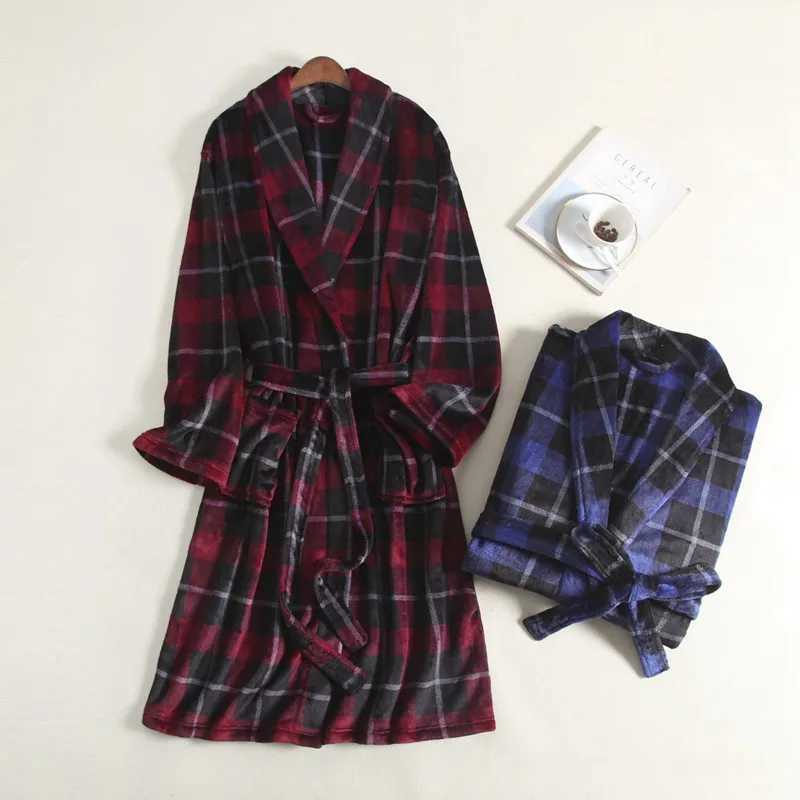 Mens Robe Lace Flat Bottom Warm Coral Plush Sp Pajama Mens Pajama W241023