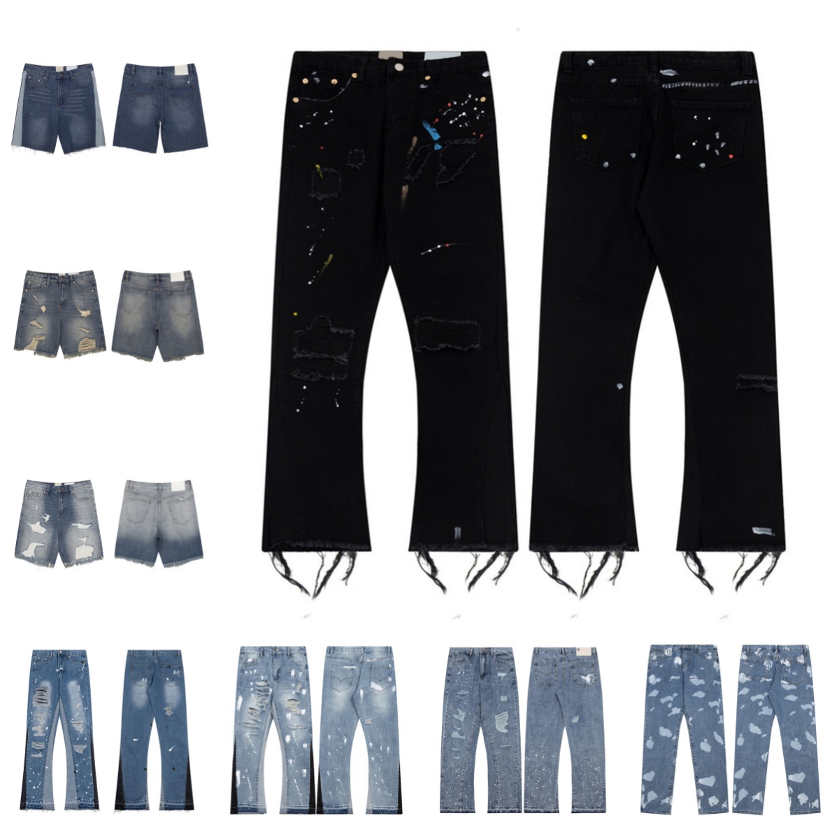 Designer Mens Jeans Denim Embroidery Pants Fashion Ripped Slim Fit Hip Hop Distressed Zipper trousers Size S-2XL