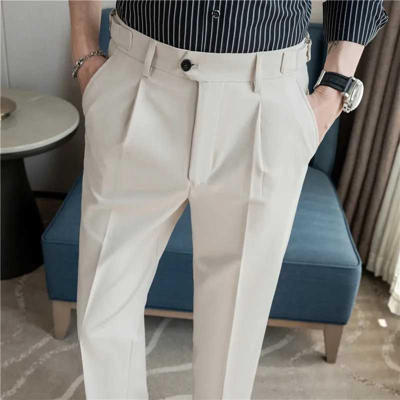 Men Dress Pants Trousers 2024 Autumn New British Style Straight Slim Fit formal Suit Pants Solid Casual Fashion Men ClothinXJ241023