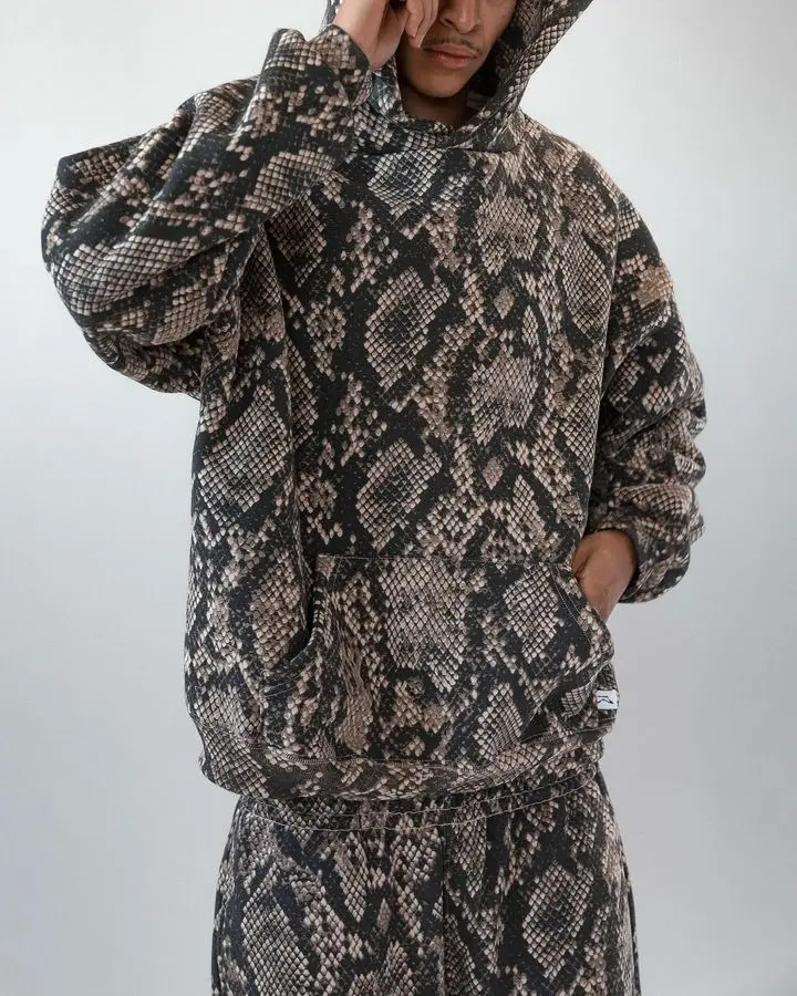 Street clothing set leopard print camouflage zipper hooded sweatshirt sports pants two-piece set Y2K mens zipper hooded sweatshirt retro casual pants  - view 7