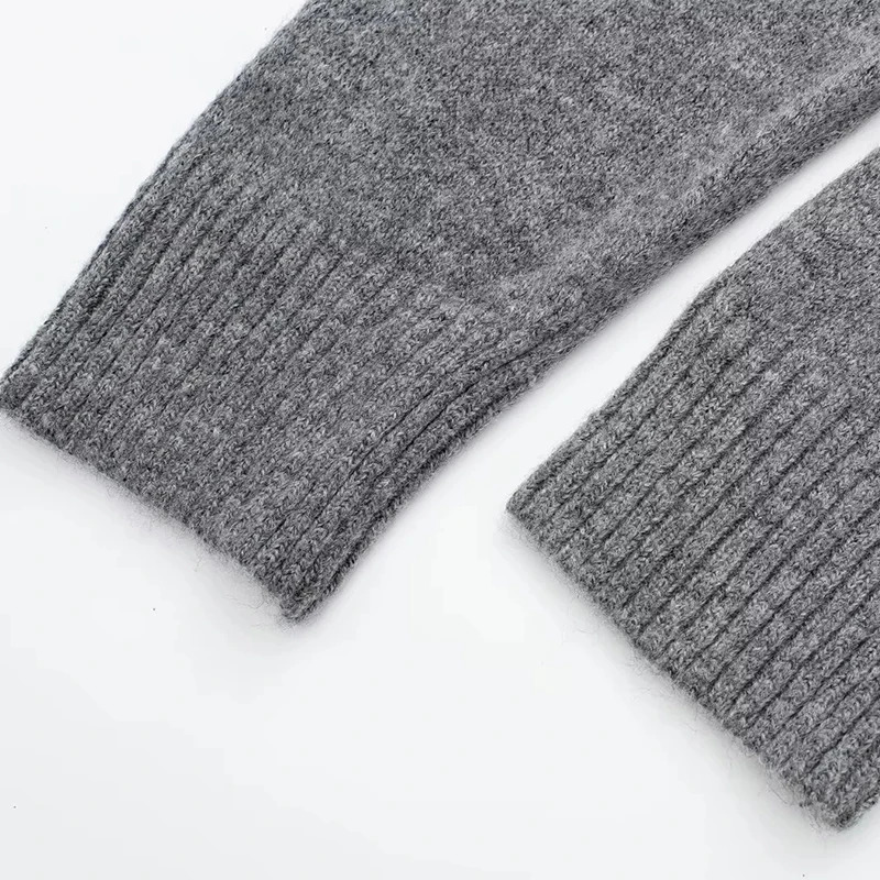 Casual Knitted Sweater Collar High Grade Grey Floral Top Womens Fashion Womens Long Sleeve Warm Clothing 241022