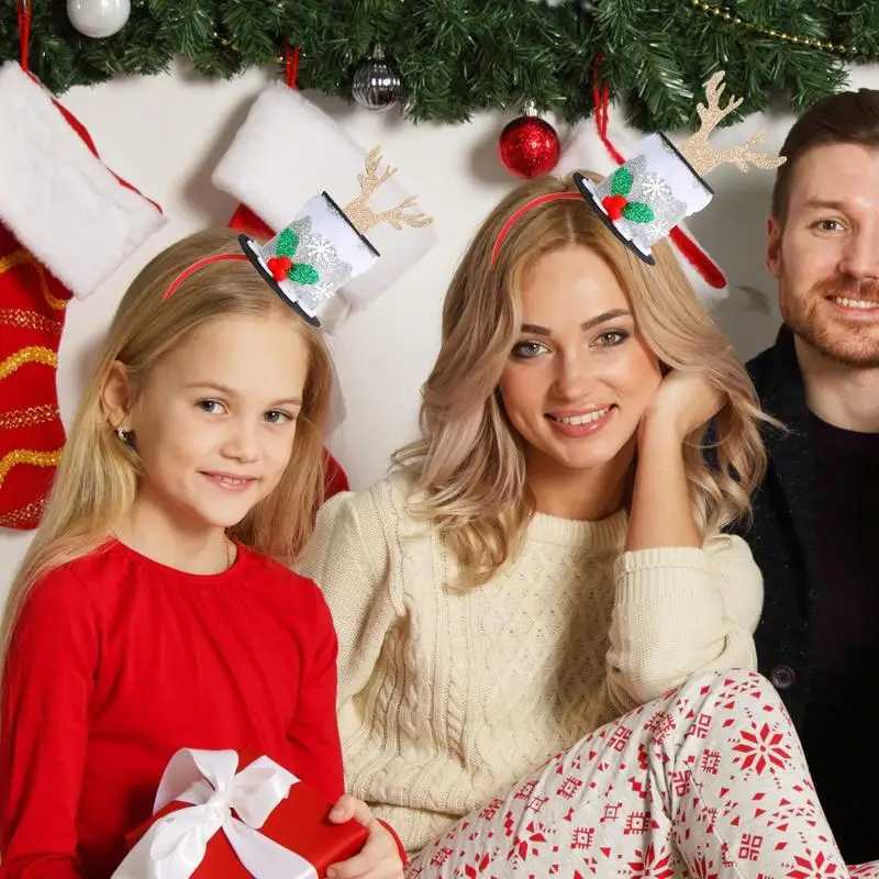 Christmas Hat Headband Soft Red Green Silver Elastic Christmas Headgear Comfortable Classic Christmas Decorations For KidX241021