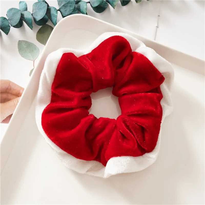 Muweordy Christmas Style Scrunchies Fashion Vintage Simple Hair Accessories Rubber Band Hair Band Red Green Hair Ring for WomenX241021