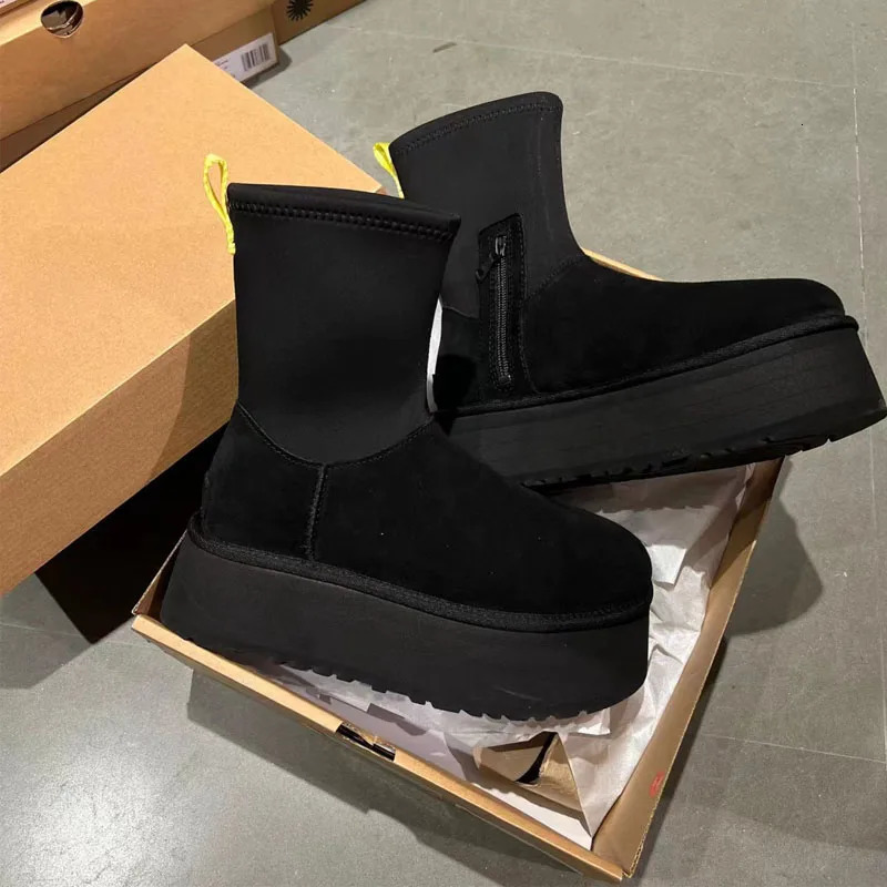 Winter Suede Cotton Warm Ankle Snow Boots Thick Bottom Gothic Short Plush Walking Shoes Womens 241022