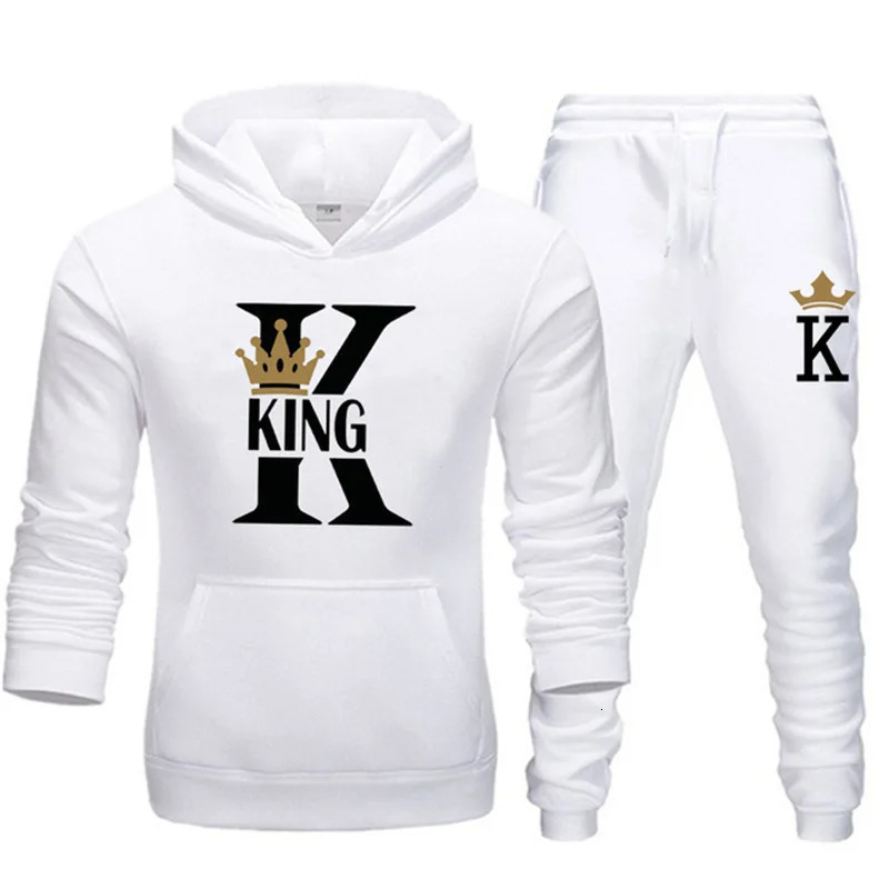 Autumn/Winter Mens and Womens Sweater Set King Queen Loose Hoodie Printed Couple Set 241023