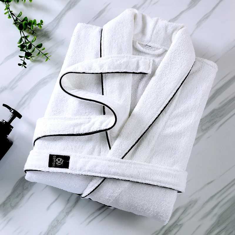 Mens Terry Fce Towel Bathroom Long Thick Warm Towel Dress Couple Home Bathrobe High Quality Winter W241023